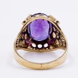 Anello vintage in oro giallo 14k con ametista (3.4ct), anni '70