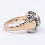 Anello Art Déco in oro 18K e argento con diamanti (centrale di 0.30ct ca.), anni '30/'40
