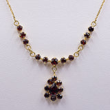 Collier vintage in oro giallo 14k con granati, anni '60