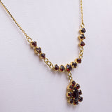 Collier vintage in oro giallo 14k con granati, anni '60