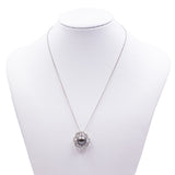 Collana in oro bianco 18k con perla grigia e diamanti, anni '80