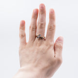 Anello contrarier vintage in oro 14k con 2 diamanti (0.20 ct), anni 70