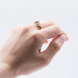 Anello contrarier vintage in oro 14k con 2 diamanti (0.20 ct), anni 70