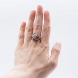 Anello Art Déco in oro 18K e argento con diamanti (centrale di 0.30ct ca.), anni '30/'40