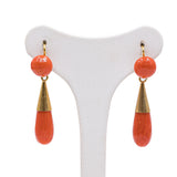 Orecchini di corallo rosso in oro giallo 18k, anni '50