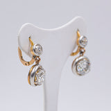 Orecchini antichi in oro e argento con diamanti di taglio antico (4.50ctw), anni '10