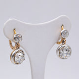 Orecchini antichi in oro e argento con diamanti di taglio antico (4.50ctw), anni '10