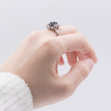 Anello vintage in oro bianco 14K con diamanti (0.90ctw ca.) e zaffiri, anni '60
