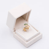 Anello vintage in oro giallo 18k a serpente con smeraldi e diamanti (0.60ctw), anni '60