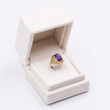 Anello vintage in oro giallo 14k con ametista (3.4ct), anni '70