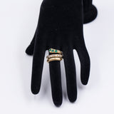 Anello vintage in oro giallo 18k a serpente con smeraldi e diamanti (0.60ctw), anni '60