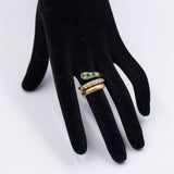 Anello vintage in oro giallo 18k a serpente con smeraldi e diamanti (0.60ctw), anni '60