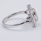 ANELLO NUOVO IN ORO BIANCO 18K CON OPALE (0.80 CT) E DIAMANTI (0.22CT)