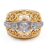 Anello vintage in oro 18K con diamanti di taglio vecchio (0.75ctw ca.), anni '40