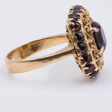 Anello vintage in oro 18K con granati, anni '50