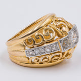 Anello vintage in oro 18K con diamanti di taglio vecchio (0.75ctw ca.), anni '40