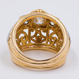 Anello vintage in oro 18K con diamanti di taglio vecchio (0.75ctw ca.), anni '40
