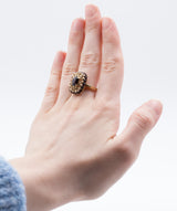 Anello vintage in oro 18K con granati, anni '50
