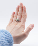 ANELLO NUOVO IN ORO BIANCO 18K CON OPALE (0.80 CT) E DIAMANTI (0.22CT)
