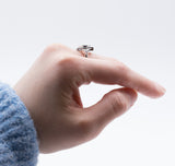 ANELLO NUOVO IN ORO BIANCO 18K CON OPALE (0.80 CT) E DIAMANTI (0.22CT)