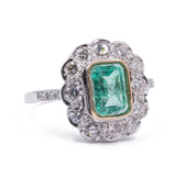 Nouvelle bague en or blanc 18 carats avec émeraude (1,19 ct) et diamants (0,80 ct)