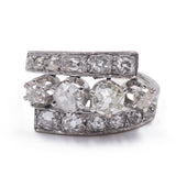 Bague ancienne en or blanc 18 carats avec diamants (1,30 ct), années 1930/1940