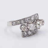 Bague ancienne en or blanc 18 carats avec diamants (1,30 ct), années 1930/1940