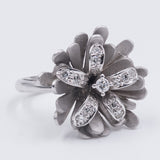 Anello vintage in oro bianco 18k con diamanti ( 0.25ct), anni '80