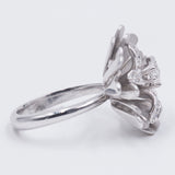 Anello vintage in oro bianco 18k con diamanti ( 0.25ct), anni '80
