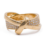 Anello vintage in oro 18k con pavè di diamanti (0.56ctw), anni '70