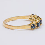Anello vintage in oro giallo 18k con zaffiri e diamanti, anni '60/'70