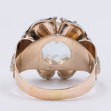 Anello vintage in oro giallo 18k con acqumarina di circa 4ct, anni '50