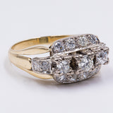 Anello vintage in oro giallo 14k e diamanti taglio brillante (1ctw), anni '50