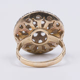 Anello vintage a "toppa" in oro giallo 18k e argento con diamanti taglio rosa, anni '50/'60