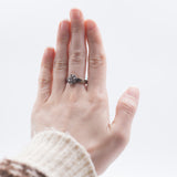 Bague en or 14 carats et argent avec diamants taillés en rose, début des années 1900
