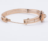 BRACCIALE RIGIDO ANTICO IN ORO 14K CON PERLA CENTRALE, FINE '800