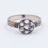 Bague en or 14 carats et argent avec diamants taillés en rose, début des années 1900