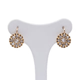 Orecchini antichi in oro 18k a toppa con rose di diamante , primi del '900