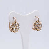 Orecchini antichi in oro 18k a toppa con rose di diamante , primi del '900