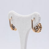 Orecchini antichi in oro 18k a toppa con rose di diamante , primi del '900