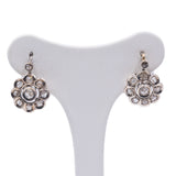 Orecchini antichi in oro 12k e argento con rosette di diamante, primi del'900