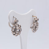 Orecchini antichi in oro 12k e argento con rosette di diamante, primi del'900