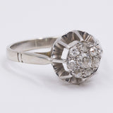 Anello vintage in oro bianco 18k e platino con diamanti ( 0.25ct), anni '40