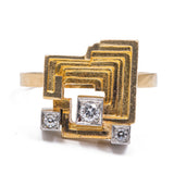 Bague Björn Weckström Laponie en or jaune 18 carats avec diamants, années 1970