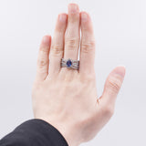 Anello in oro bianco 18K con zaffiro (0.94ct) e diamanti (0.58ctw)