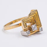 Bague Björn Weckström Laponie en or jaune 18 carats avec diamants, années 1970