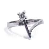 Anello vintage in oro 14k con diamante da 0.14ct, anni '70/80