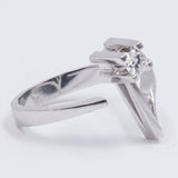 Anello vintage in oro 14k con diamante da 0.14ct, anni '70/80