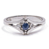 Vintage 14k gold ring with sapphire and diamonds (0.10ct), 1980s