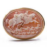 Spilla/ciondolo vintage in oro 18k con cammeo su conchiglia , anni 50